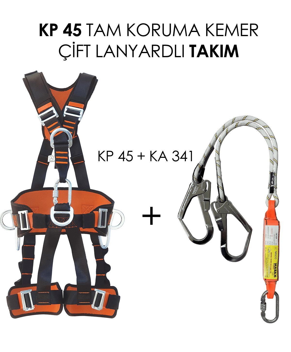 KP 45+KA 341  TAM KORUMA KEMER ÇİFT LANYARDLI TAKIM