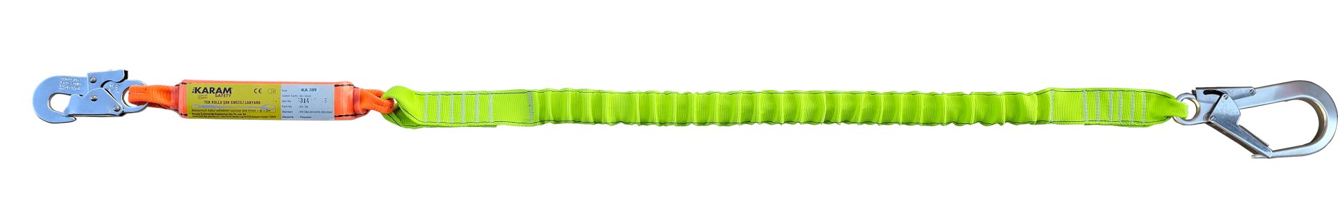 KA399-A Şok Emici Tek Kol Elastik Lanyard Küçük Kancalı Alüminyum Kancalı 63'lük