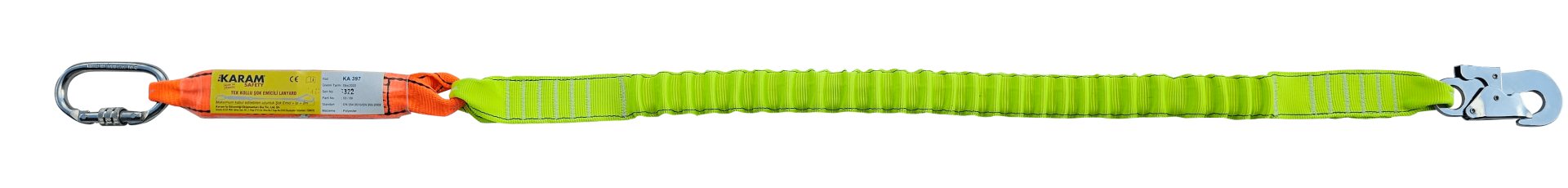 KA397 – Single-Leg Elastic Shock-Absorbing Lanyard with Carabiner and small hook